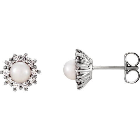 Earrings > Diamond > CTW > 1/Pearl & 1 > Cultured > Freshwater