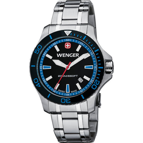 Bracelet > Steel > Stainless > with > Dial > Black & Blue > Force > Sea > Wenger®