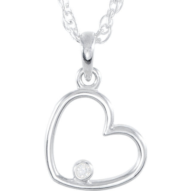 Necklace > 18" > Heart > Diamond > .03 CTW