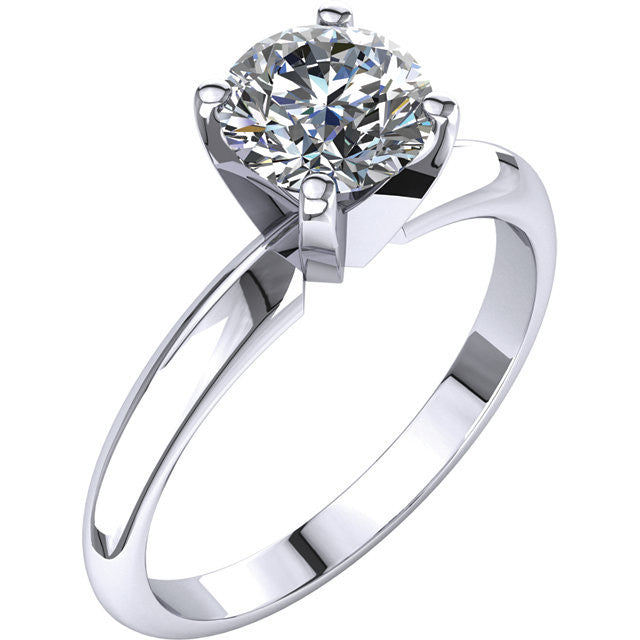 Round Brilliant Cut Solitaire Diamond Engagement Ring w/ 4 Prong Head