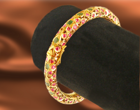 Stunning and Exotic Ruby and Emerald Bangle