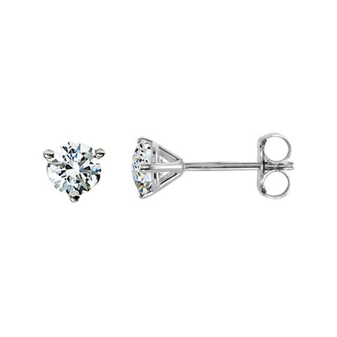 Earrings > 3-Prong > Round > Moissanite > Created