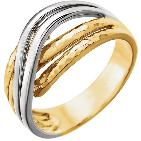 Ring > Hammered > Overlap > Two-Tone > 14kt