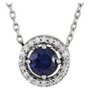 Necklace > 16" > Diamond > .06 CTW > & > Sapphire > Blue