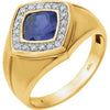 Ring > Diamond > .025 CTW > & > Sapphire > Blue > Created > Men's.*Multiple Diamond Cuts and Weights available*