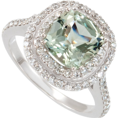 Ring > Quartz & Diamond > Green > Genuine