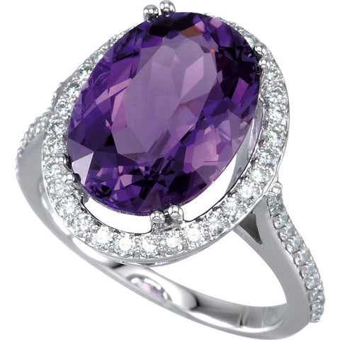 Ring > Amethyst & Diamond > Genuine
