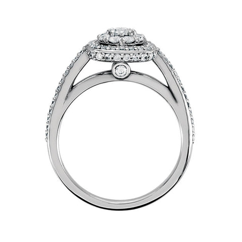 Zirconia > Cubic > 3.2mm > with > Ring > Halo-Styled > Cluster > Diamond > 1/2 CTW