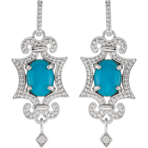 Earrings > Diamond > .03 CTW > & > Turquoise