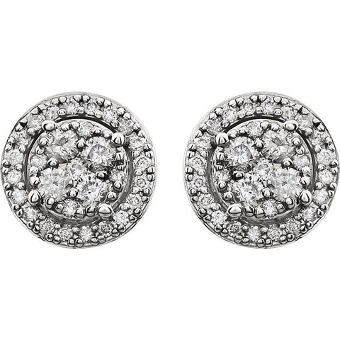 Earrings > Post > Friction > Cluster > Halo-Styled > Diamond > 1/2 CTW