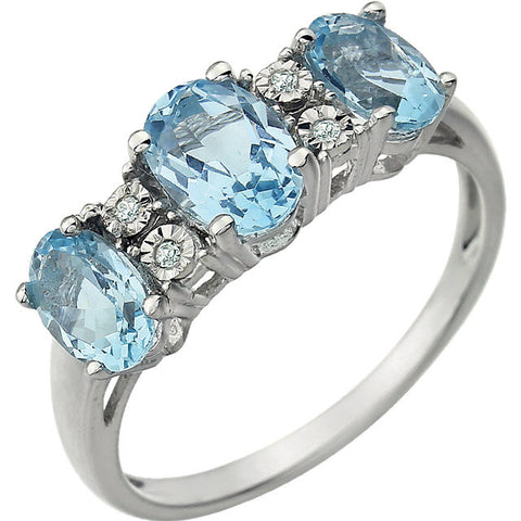 Ring > Diamond > .02 CTW > & > Topaz > Blue > Sky > 7x5mm.*Multiple Diamond Cuts and Weights available*