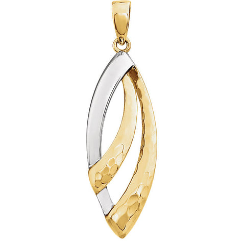 Pendant > Hammered > 37x18mm > Two-Tone > 14kt