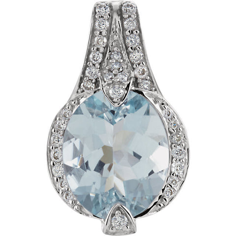 Pendant > Aquamarine & Diamond > Genuine