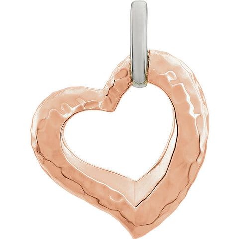 Pendant > Heart > Hammered > 25.3x20.84mm > Two-Tone > 14kt