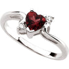 Ring > Garnet & Diamond > Rhodolite > Genuine > Heart-Shaped
