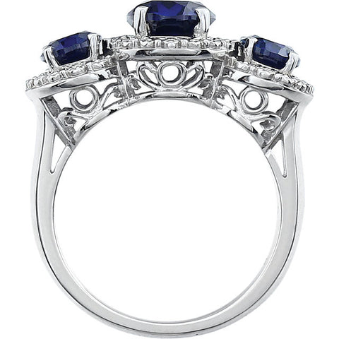 Ring > Diamond > .04 CTW > & > Sapphire > Blue > Created