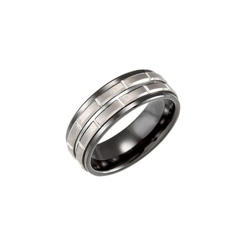 Inlay > Tungsten > with > Band > Couture > Ceramic > Black > 8.0mm