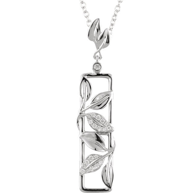 Necklace > 18" > Design > Leaf > Diamond > 1/8 CTW
