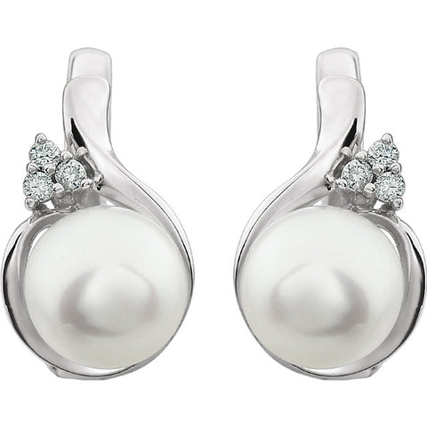 Earrings > Diamond > .08 CTW > & > Pearl > Freshwater > 8-8.5mm