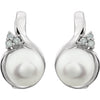 Earrings > Diamond > .08 CTW > & > Pearl > Freshwater > 8-8.5mm