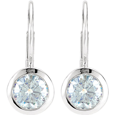 Earrings > Back > Lever > Solitaire > Moissanite > Created