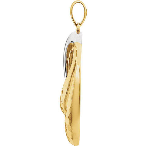 Pendant > Hammered > 37x18mm > Two-Tone > 14kt