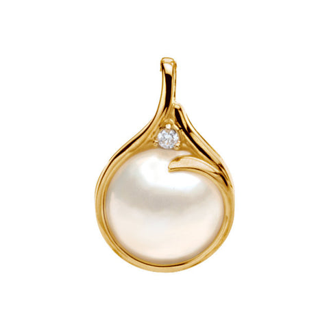 Pendant > Diamond > .06 CTW > & > Pearl > Cultured > Mabé > 15mm