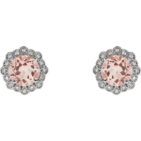 Earrings > Diamond > CTW > 1/Morganite & 1