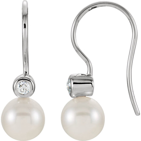 Earrings > Diamond > .03 CTW > & > Pearl > Cultured > Akoya