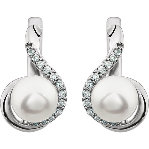 Earrings > Diamond > CTW > 1/Pearl & 1 > Freshwater > 7-7.5mm