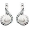 Earrings > Diamond > CTW > 1/Pearl & 1 > Freshwater > 7-7.5mm