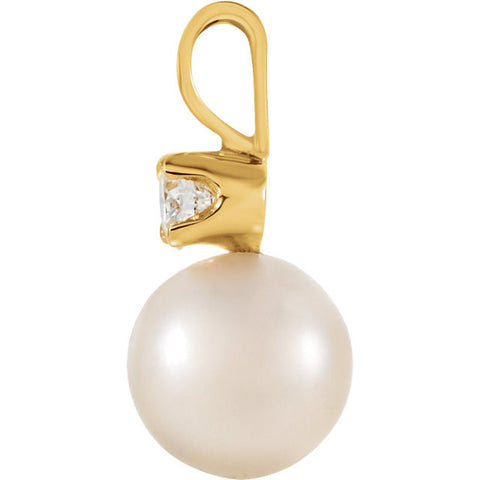 Pendant > Diamond > .10 CTW > & > Pearl > Cultured > Akoya