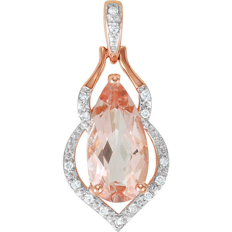 Pendant > Morganite & Diamond > Genuine