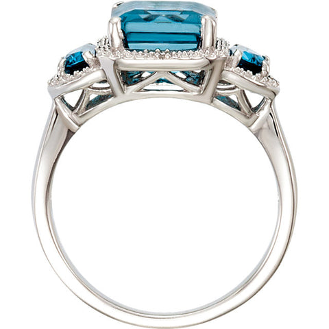Ring > Diamond > .03 CTW > & > Topaz > Blue > London