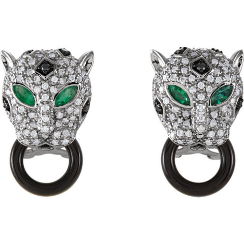 Earrings > Onyx & Diamond > Emerald,