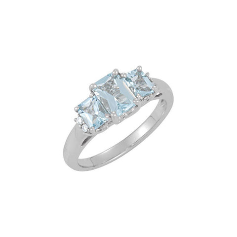 Ring > Aquamarine & Diamond > Genuine