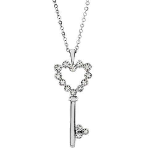 Necklace > Key > Heart > Diamond > 1/10 CTW