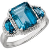 Ring > Diamond > .03 CTW > & > Topaz > Blue > London