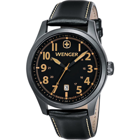 Strap > Leather > Black > with > Dial > Tan > on > Black > Terragraph > Wenger®