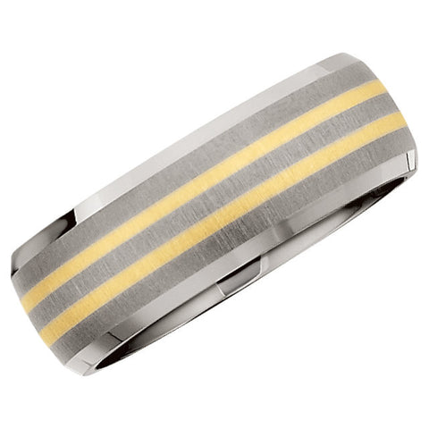 Inlay > Yellow > 14kt > with > Band > Titanium