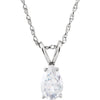 Necklace > 18" > Solitaire > Moissanite > Created > Pear > 7x5mm