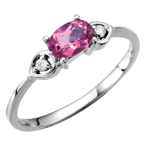Ring > Tourmaline & Diamond > Pink > Genuine