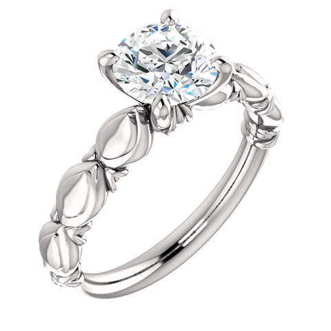 Ring > Engagement > Sculptural > Moissanite > Created > Oval > 7x5