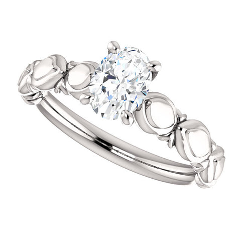 Ring > Engagement > Sculptural > Moissanite > Created > Oval > 7x5
