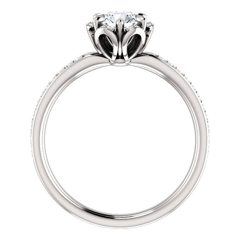Ring > Engagement > Floral-Inspired > Round > Diamond > 1/6 CTW > Silver > Continuum