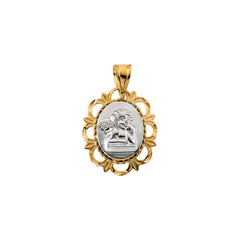 Pendant > Medal > Raphael > 19.25x16mm > Yellow > White & 14kt > 14kt